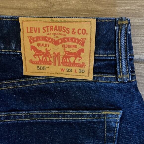 Levi's 505 Denim Jeans 33x30 Dark Wash Straight Leg - Picture 7 of 8
